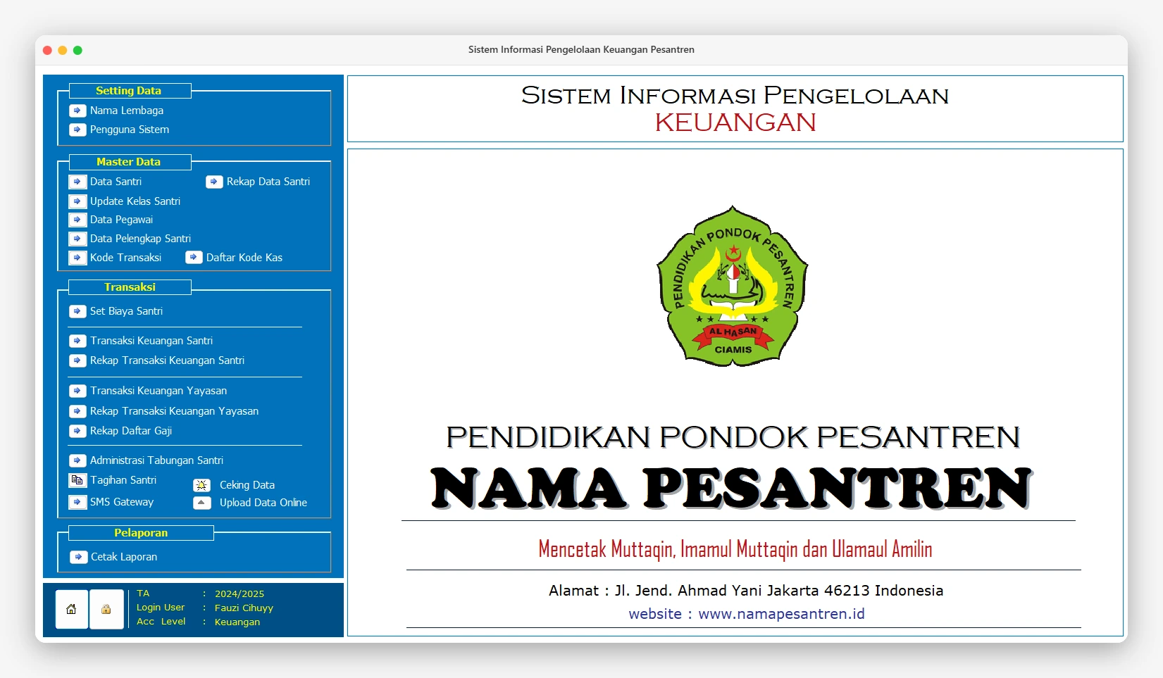 Aplikasi Keuangan Pesantren - Sistem manajemen keuangan dan akuntansi untuk pesantren